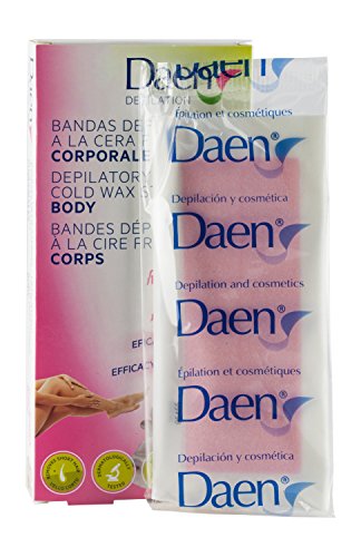 DAEN bandas depilatorias corporales cera fría rosa mosqueta 16 uds