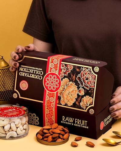 Image of Hyperfoods Rakhi Hamper for Brother Rakhi Gift for Brother Dry Fruits Gift Hamper 250g RawFruit Courtyard Collection Pack of 2 Dry Fruits Gift Box with Rakhi Set of 3 DryFruits Gift Pack