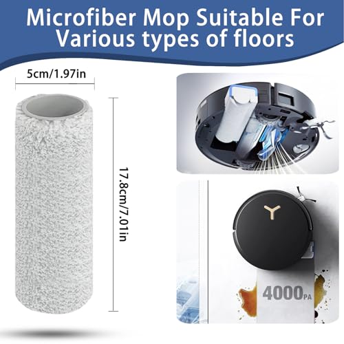 Replacement Accessories kit Compatible with Ecovacs X8 Pro Omni/Yeedi S14 Plus Vacuum Cleaner Robot Parts 1 Main Brush 2 Side Brushes 2 HEPA Filters 2 Roller Mop Cloth 3 Dust Bags