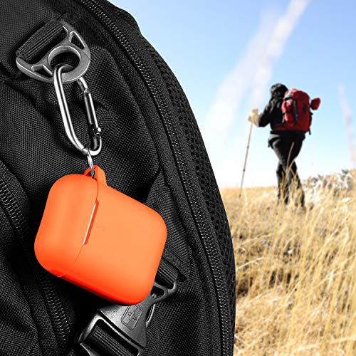 Image of AirPods Case Cover with Keychain, Full Protective Silicone AirPods Accessories Skin Cover for Women Girl with Apple AirPods Wireless Charging Case,Front LED Visible-Orange