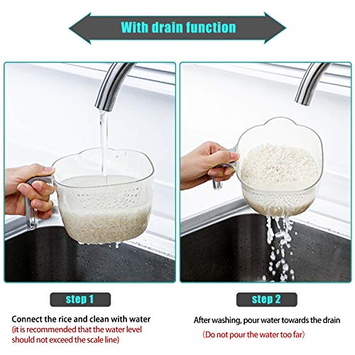 Rice Storage Container - 26.5 Lbs Large Cereal Dry Food Storage Box, Measurable Rice Cylinder, Automatic Rice Dispenser Grain Storage Bin, Household Rice Bucket with Lid and Measuring Cup (Blue) - Thumbnail 4
