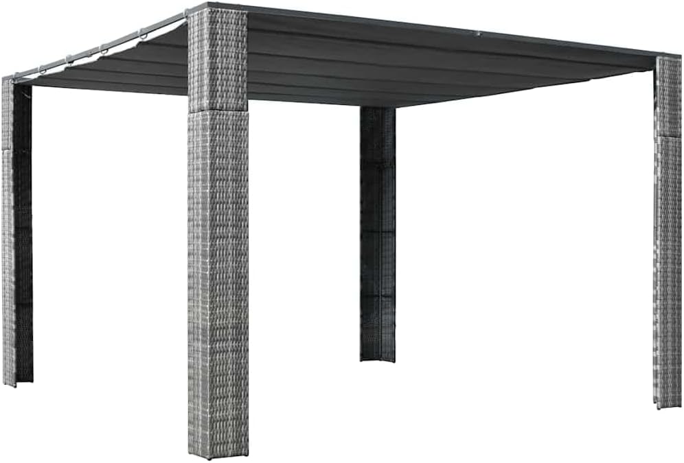 vidaXL Pavillon mit Schiebedach Poly Rattan Gartenpavillon Partyzelt Pergola