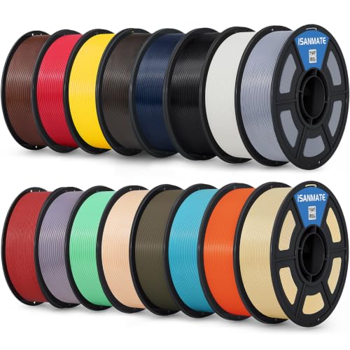 Image of iSANMATE ASA 3D Printer Filament Bundle 16KG, UV & Weather Resistant ASA Filament for Bambu Lab 3D Printers,AMS,AMSLite, Dimensional Accuracy + /- 0.02mm, 1kgX16 Spool
