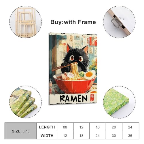 Tableau Chat Ramen déco murale pour raviver un mur blanc vide - 3