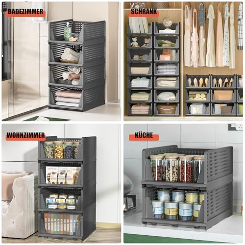 Neprock Schrank Organizer Kleiderschrank Organizer, 4 Pack Stapelbar Ordnungssystem Kleiderschrank Schubladenbox Closet Organizer… – Ansicht 6