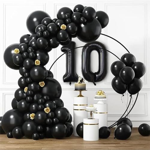 Image of Number Balloons Black Party Balloon - Giant Number 10 Balloon, 40 Inch Large Balloon for 10th Birthday Decorations, Black Party Supplies for Men Women
