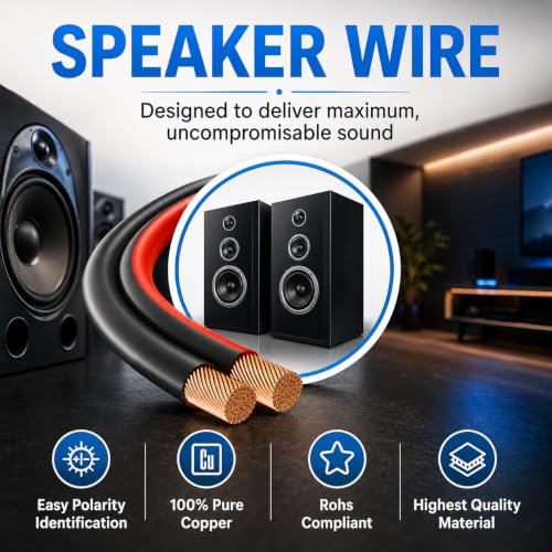 Image of MOCKING BIRD 16 AWG Gauge Speaker Cable (10 Mtr)-2 Conductors Red Black Audio Cable, Low Voltage Copper Wire for Speaker, Home Theater, Car Audio, Amplifier, Receiver | (10 Mtr)