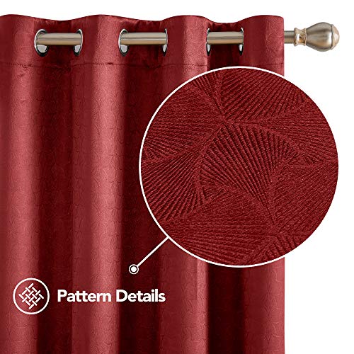 Image of Deconovo Fashionable Rod Pocket Blackout Curtains Room Darkening Curtains Window Treatments Shade Curtains for Study （7 Feet-Door） 52W x 84L Inch True Red 2 Drapes