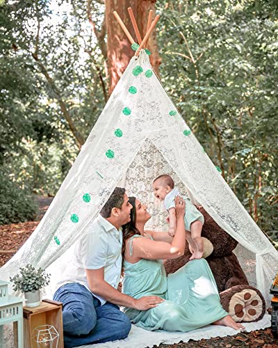 Tiny Land Teepee Tent For Adults, Lace Teepee For Kids With Carry Bag, 87" H - 5 Sides Huge Teepee Indoor Tent, Adult Teepee Tent Outdoor Wedding Teepee, 80" X 80" X 87", Picnic Tent, Beach Tent #TOP5