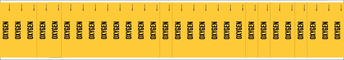 Brady 91955-PK, Oxygen Pipe Marker Black on Yellow 28 per Card, 5 PK, Legend 'Oxygen'