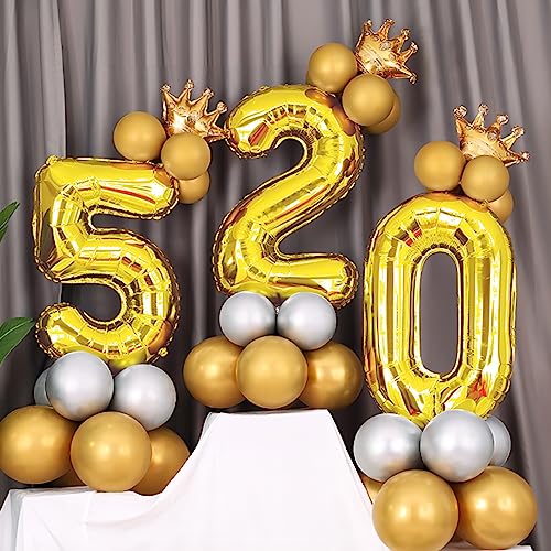Image of Gold Number Balloons Birthday Balloons - Giant Gold Number 0 Balloon 40 inch, Numbers Balloon Birthday Decorations, Gold Party Supplies for Women Men
