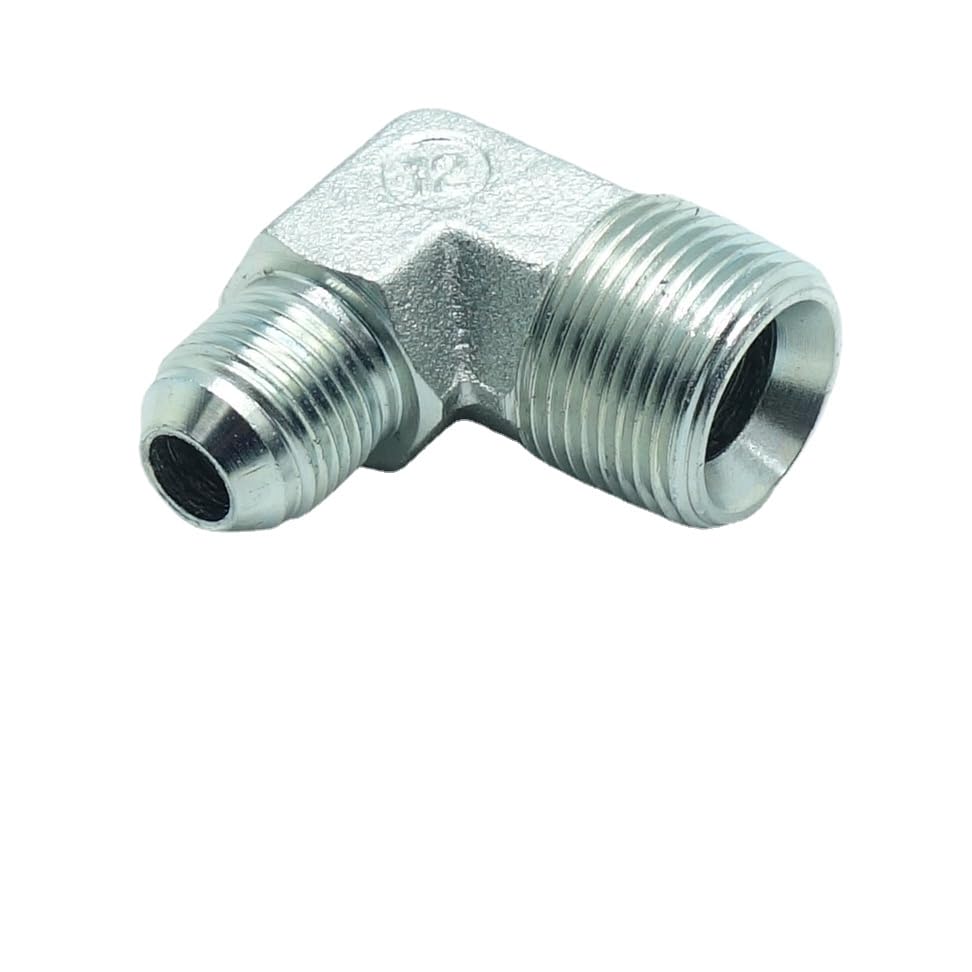 2 Pcs 1/2" Male JIC (3/4"-16 Tpi) x 3/4" Male NPT Hydraulic Fitting 37° Flare to 90° Elbow Pipe Adapter