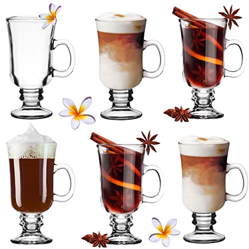 Platinux Verres à café irlandais Set avec poignée 270ml (6 pièces) Verre à café au cacao Latte Macchiato