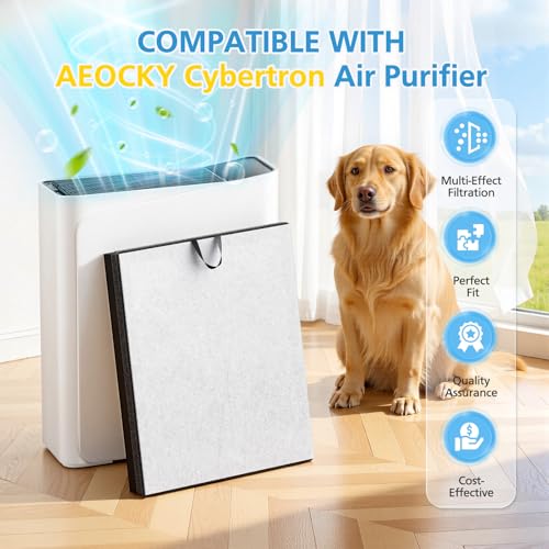 Image of 5-in-1 Air Filter Compatible with AEOCKY Cybertron Air Purifier, Replacement Filter with Washable Pre-Filter, for Home Large Room, Pet Hair, Smoke, 2 Pack