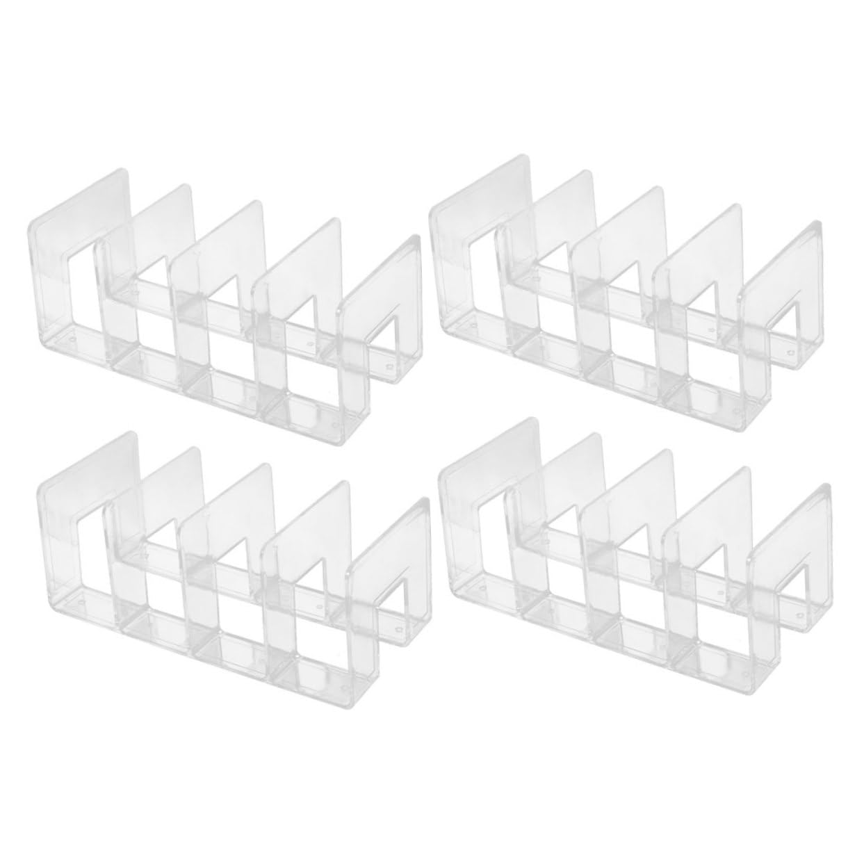 Uonlytech 4pcs Desk File Sorter: Plastic Desktop Book Organizer 4 Section Office Storage Rack Clear File Holder Vertical Desktop File Folder