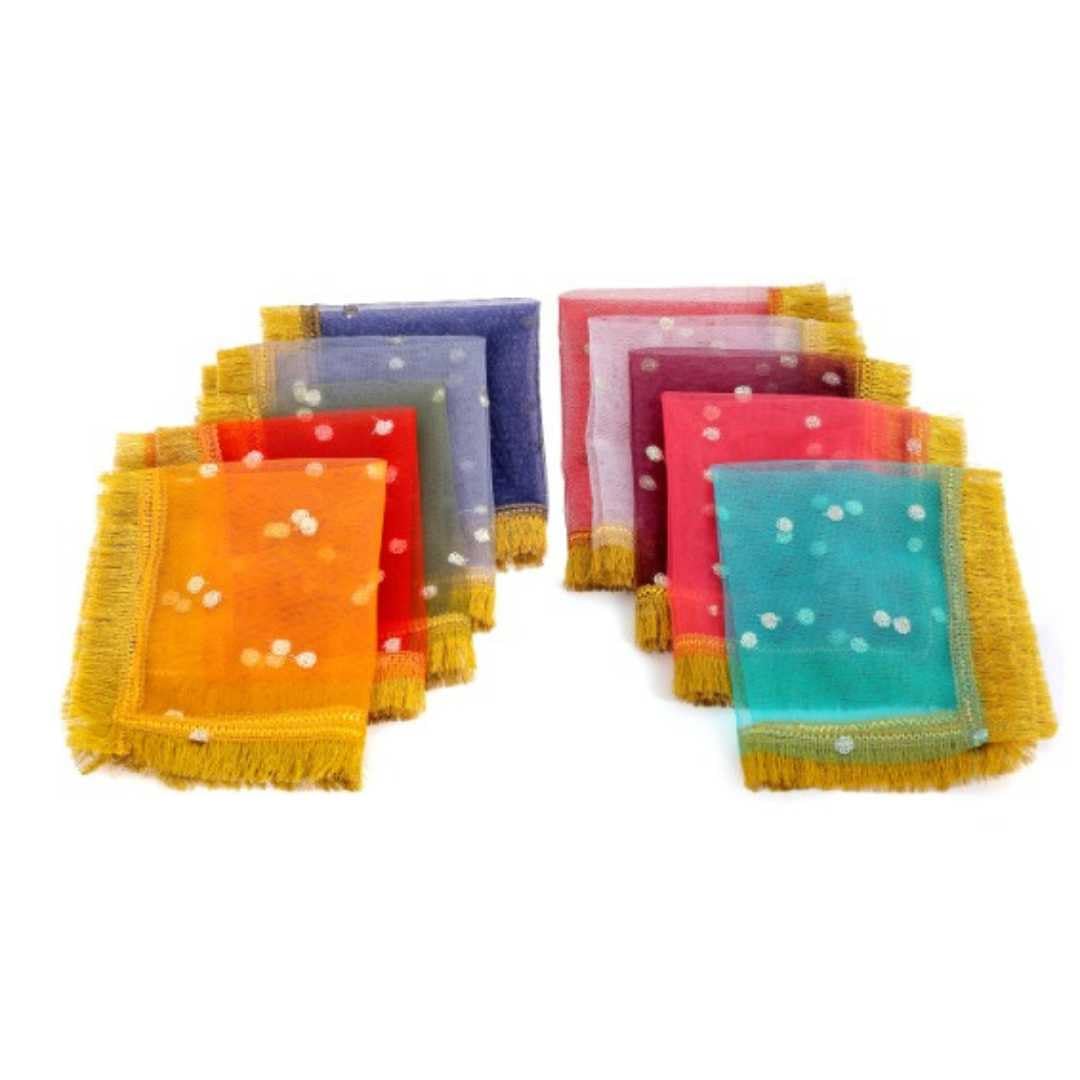 Divine Sansar Mata Ki Chunni Combo Set | Navratri Pooja Set of 10 Colour Piece | Pooja Chunari/Chunri/Dupatta | Puja Chunni Combo | Size - 30cm x 40cm