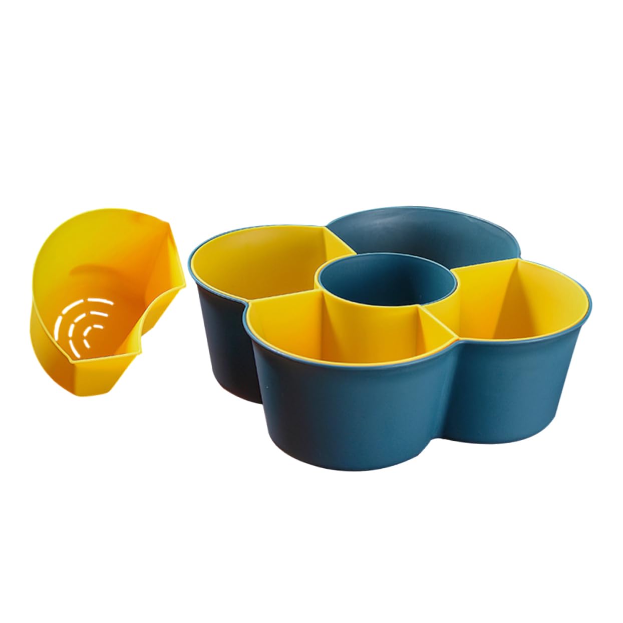 1pc Hot Pot Platter Plastic Pallet Washing Fruit Basket Compose Containers Divided Decorative Basket Sink Tray Plastic Containers Multi-grid Basket Square Pp To Rotate Water Basket