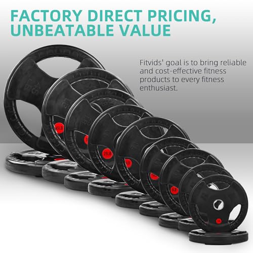 Image of Fitvids 1 Inch Standard Barbell Weight Plates and Bar Set, 5 FT Barbell Bar and 85 LB(2.5-25 LB) Barbell Weight Set for Home Gym Strength Training, Rubber Coate Design