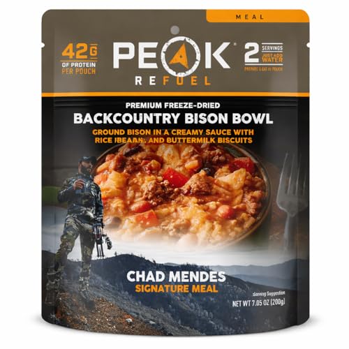 Peak Refuel Backcountry Bison Bowl | Chad Mendes Signature Meal | Premium Freeze-Dried Variety Meals | Hunting, Survival, Camping, Backpacking Food | High-Protein Game Meats | MRE | Made in USA