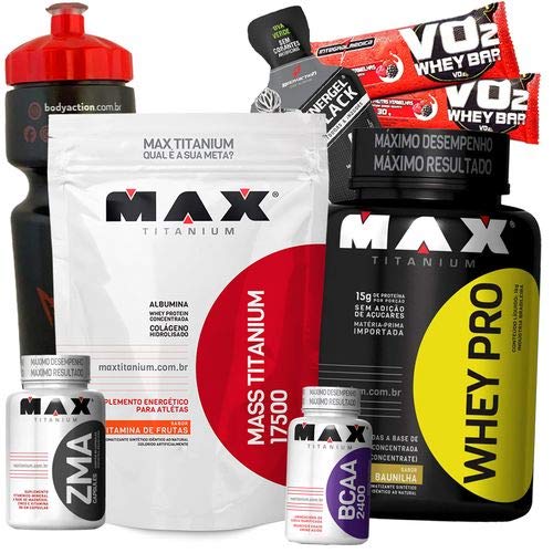 Aumento Massa Muscular Peso Hipertrofia Massa Titanium 1,4kg Whey Protein 1kg Concentrado Puro ZMA B