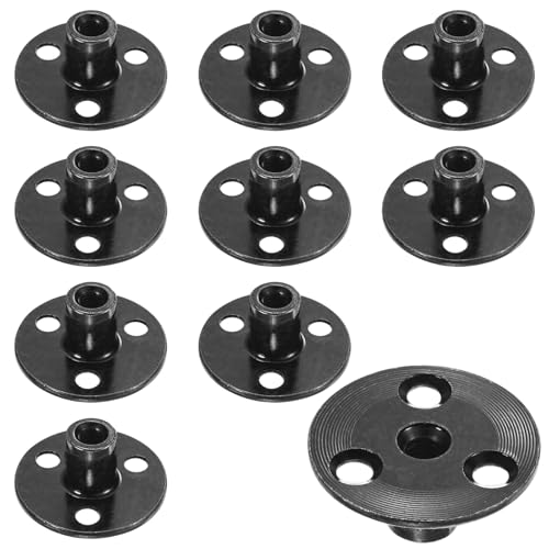 M METERXITY 10-Piezas M6x17mm T-Nuts Zincado Acero Al Carbón Tuerca Tee Base Redonda 3-Agujeros Tuercas Para Soldadura Agujero Pasante Herrajes Para Muebles Enchufe Con Rosca Interna Negro