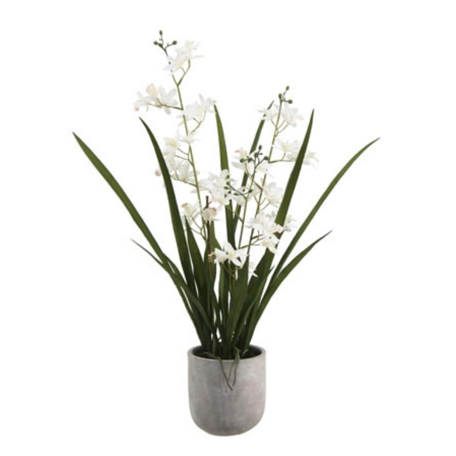 CG Hunter, Faux Vanda Orchid Plant, 22.5 in, White, Home Decor