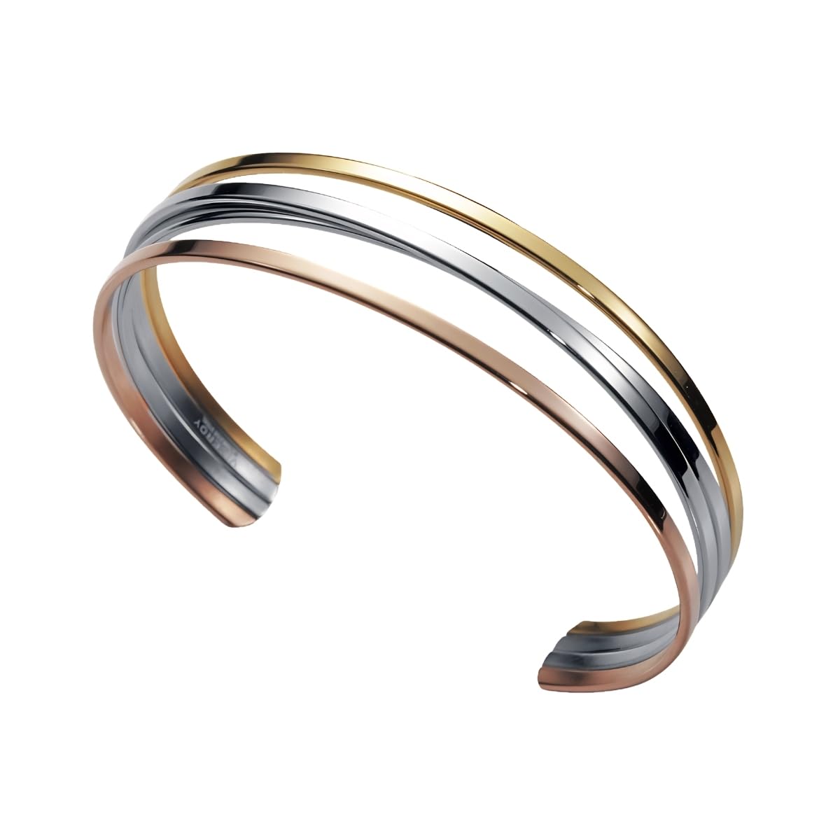 Viceroy Air Women's Stainless Steel Bracelet in Three Tone – Minimalist Open Design – Silver, Gold and Pink Combination – Elegant Jewel