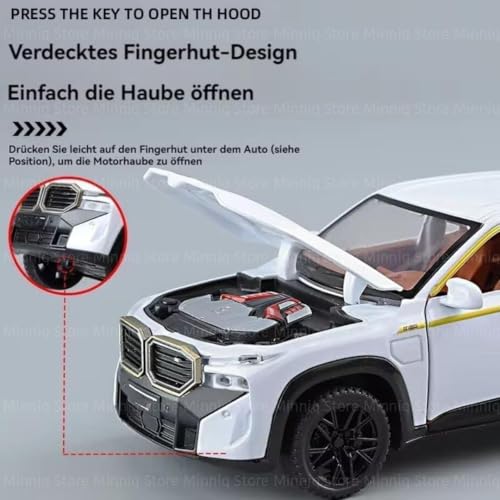 Image of 1:24 B-M-W XM Diecast Metal Pull Back Car with 6 Openable Doors with Sound and Light Toy Decoration car Best Gift Toys for Kids (1:24 B-M-W XM - White)