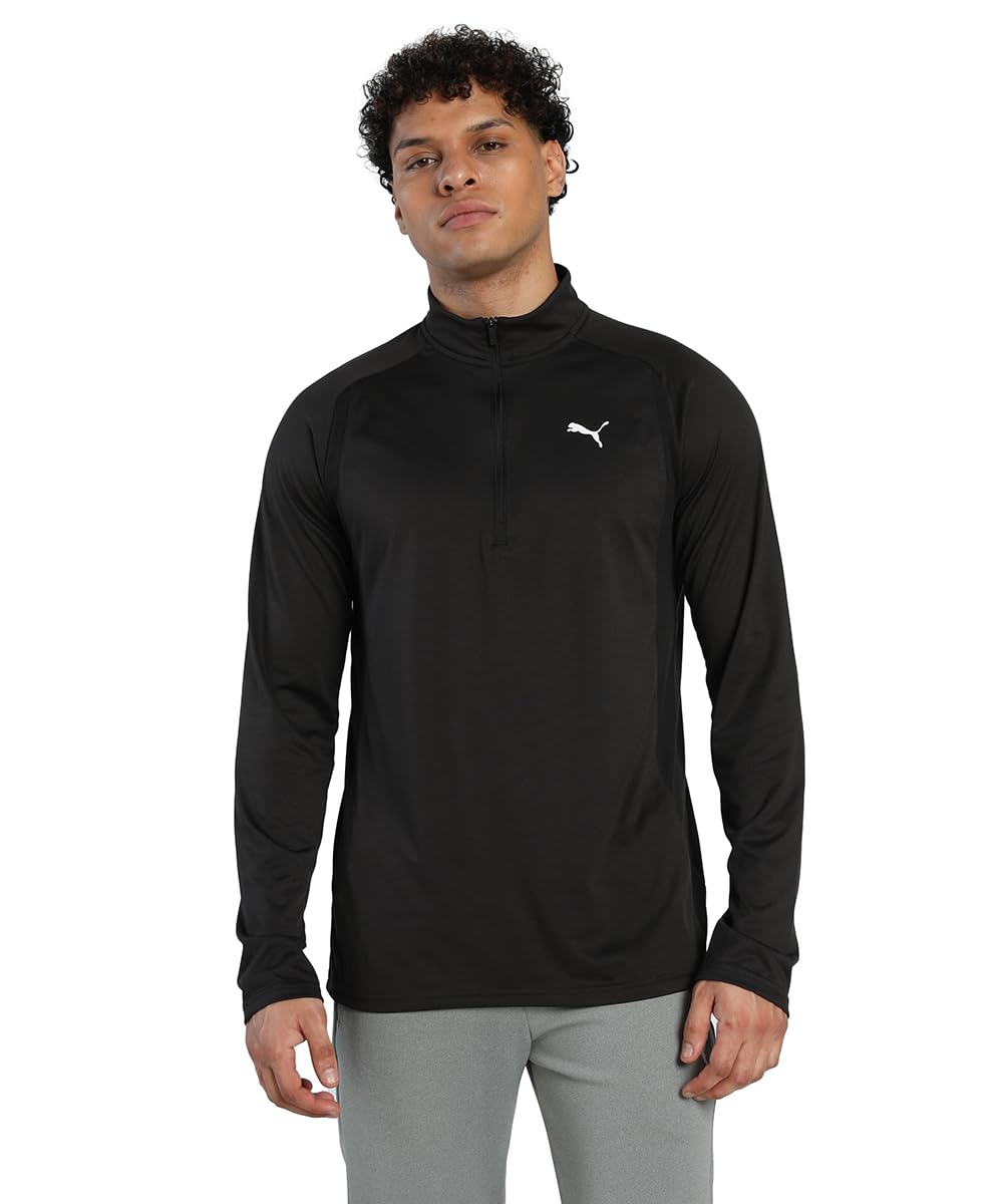 Puma Mens Training Tech Fabric Mix 1/4 Zip, Black, Size 2Xl, Men