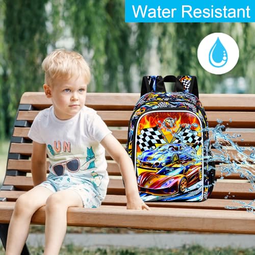 Reflective Safety Toddler Backpack for Boys – Race Car Kindergarten Bookbag with Adjustable Straps, Lightweight Preschool Bag for Little Kids3