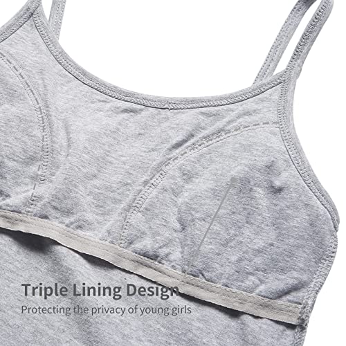 QBK Training Bras for Teens Girls from 6 7 8 9 10 12 Years Old Camisoles Bralette Bras with Shelf Bra (2/3/4Pack)4
