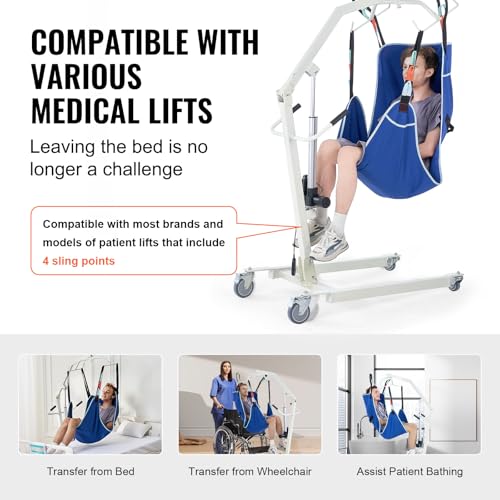 Image of VEVOR Universal Full Body Patient Lift Sling - Large, Patient Lift Medical Sling for Easy Transfer and Bathing, Polyester Patient Aid Transfer Sling for Elderly, Disabled, Bedridden, 600LBS Capacity
