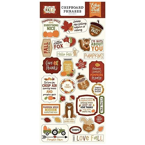 I Love Fall 6x13 Chipboard Phrases