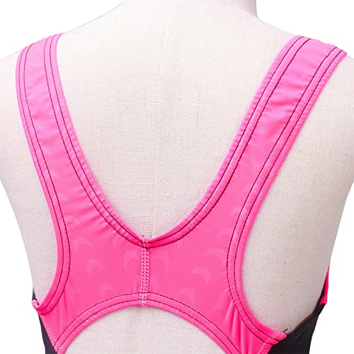 Image of Kids Girls Athletic Swimsuit One Piece Solid Swimwear for Practice and Competition in Black and Navy Bathing Suit