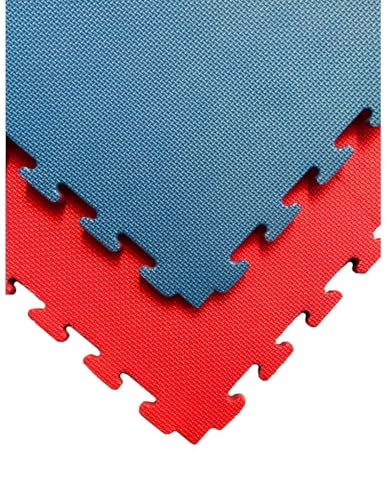 JARDIN202   Tatami Puzzle | Lote x10 loseta   Rojo/Azul | Esterilla Reversible Antideslizante | Artes Marciales, Judo | Espesor: 25mm  