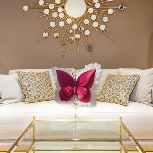 Coussin décoratif papillon en dentelle et assise moelleuse pour canapé - 7
