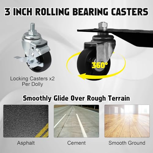 Black Wheel Dollies Set of 2,Car Moving Dolly Heavy-Duty, Car Dolly Set for Moving Vehicles Trailers, Motorcycles, and Boats,Vehicle Dolly