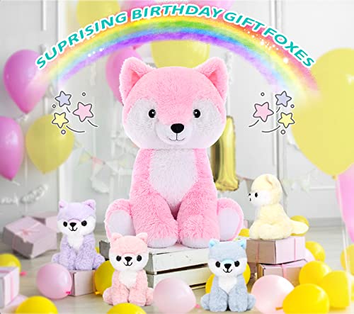 Maogolan Fox Stuffed Animal Plush Toys, 5 Pieces Fox Plush Toys Set, Stuffed Mommy Fox With Babies Plush Toys, Large Fox Stuffed Animal Bulk For Girls Kids Baby Gift #TOP5