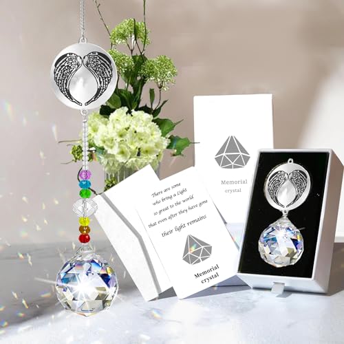 Memorial Gifts Crystal Suncatcher,Unique Sympathy Gifts for Loss of Loved One,Rainbow Maker Bereavement Gifts Box for Loss of Father Mom Dad Son Daughter Husband Brother Grandmother (Wing)