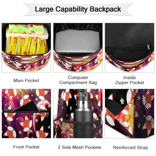 Sac à dos Funny Fox grand format pour ordinateur voyage et école - 3