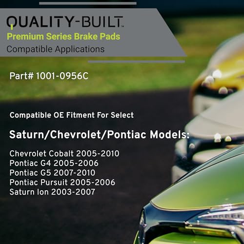 Image of QUALITY-BUILT Front Ceramic Brake Pads, Premium 1001-0956C, Compatible with 2003-2010 Chevrolet /Pontiac /Saturn (Cobalt,G4,G5,Ion,Pursuit)