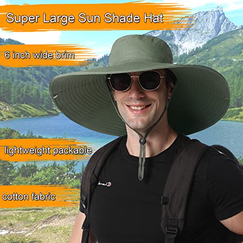Image of HUAMULAN Wide Brim Sun Hats Men and Women Bucket Safari Fishing Hat for Hiking Garden Lawn Work Camping Outdoor