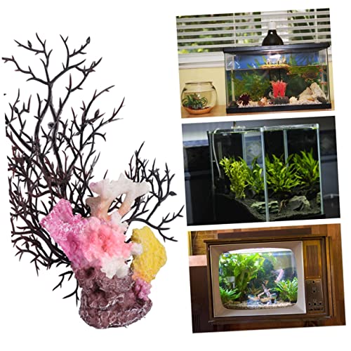 PRETYZOOM Coral Reef Decor White Fake Coral Branches for Desktop Aquarium Tabletop Adornment