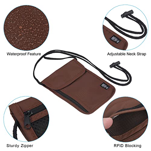 Image of PATIKIL Neck Wallet, Passport Holder Neck Pouch RFID Blocking Waterproof Neck Travel Wallet for Women & Men, Brown