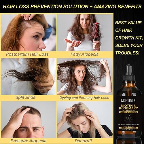 Rosemary Oil for Hair Growth, 120ml Diluted Rosemary Oil Hair Growth Serum with Derma Roller & Scalp Massager Hair Thickening Products Hair Loss Treatment for menfor Men Women - Image 7