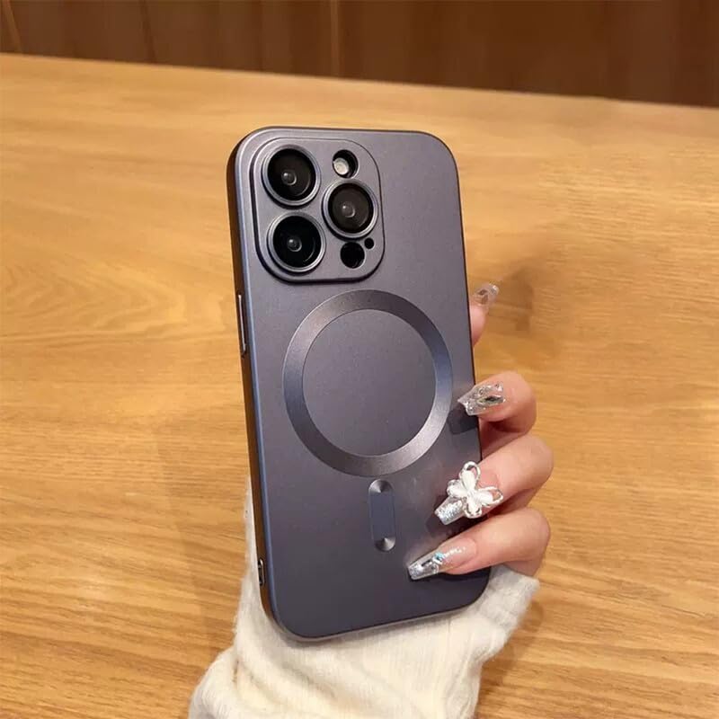 Image of LuxuryKase Premium MagSafe Case for iPhone 15 Pro Max | Shockproof & Anti-Scratch Cover | Soft Silicone with Wireless Charging | Camera Lens Guard - Grey