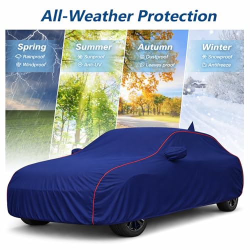 Image of Premium 100% Waterproof Car Cover for Renault Pulse | All-Weather, UV & Dust Protection | Heavy-Duty 3-Layer Fabric | Custom Fit with Mirror & Antenna Pockets | Navy Blue