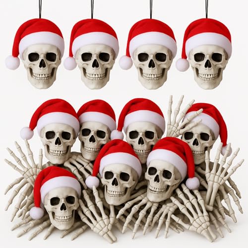 Soulchen 24 Pcs Christmas Gothic Decorations Skull Tree Hanging Ornament
