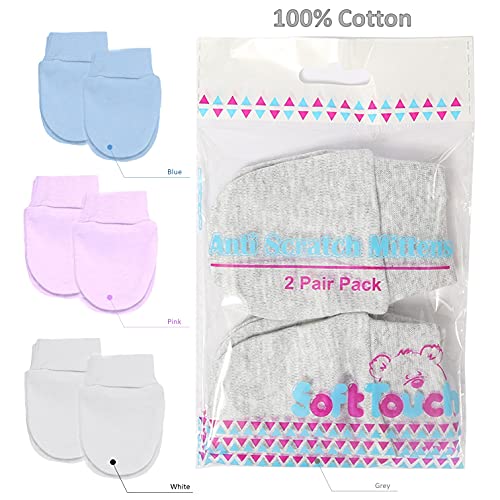 Soft Touch 100% katoen Baby Anti Scratch Wanten - 4 Pack - Image 3