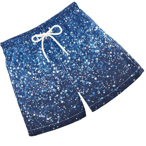 Pigsaly Boys Swim Trunks Royal Blue Gradient Flashing Navy Blue Glitter Boys Board Shorts Swimsuit Swimwear Bathing Suit S